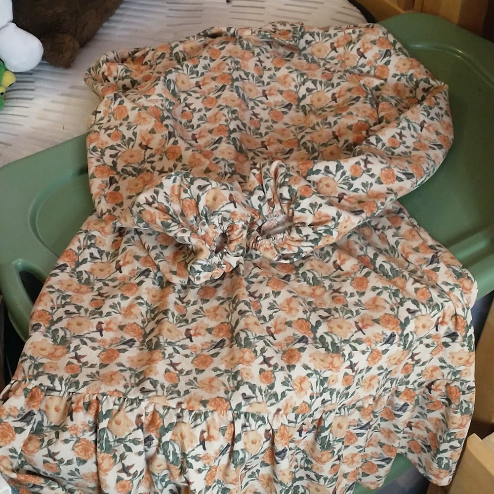 Floral Collared Corduroy Dress